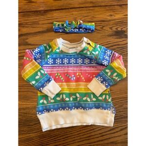 Bums & Roses Sweatshirt Baby 6-12M Rainbow Christmas Candy Cane Bamboo Crewneck